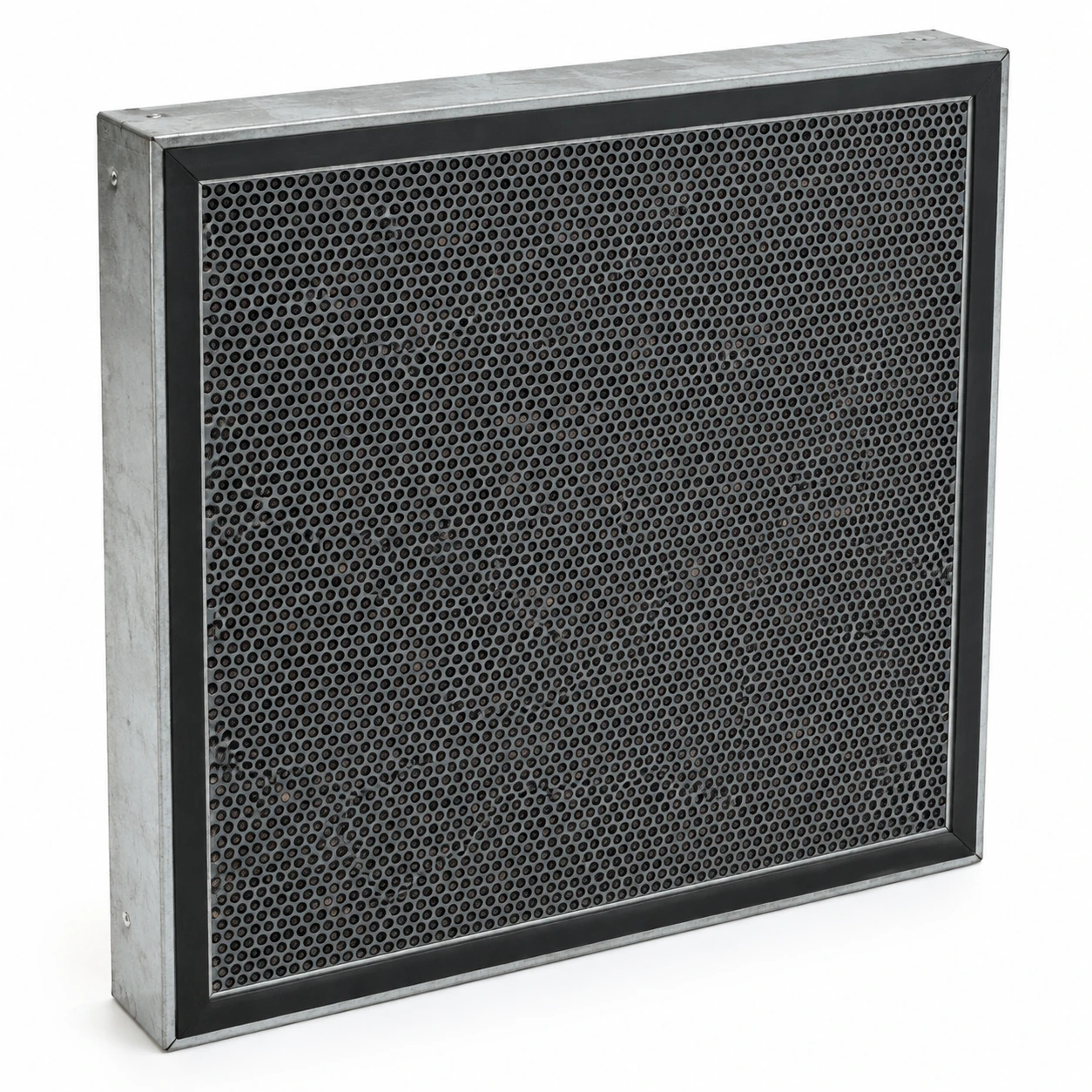 Square galvanized activated carbon filter cassette with a retaining mesh face