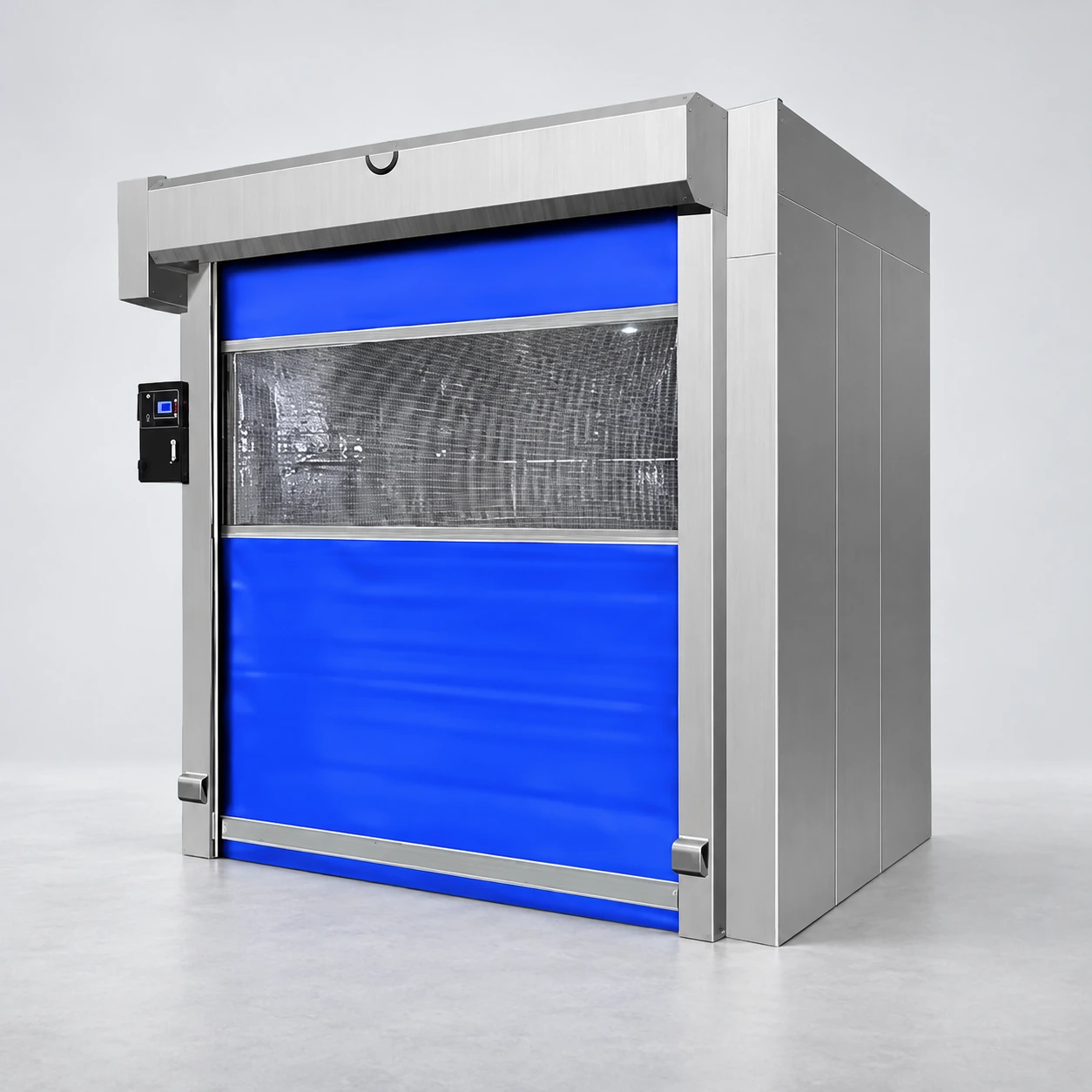 Rolling-shutter air shower chamber for a wider transfer opening