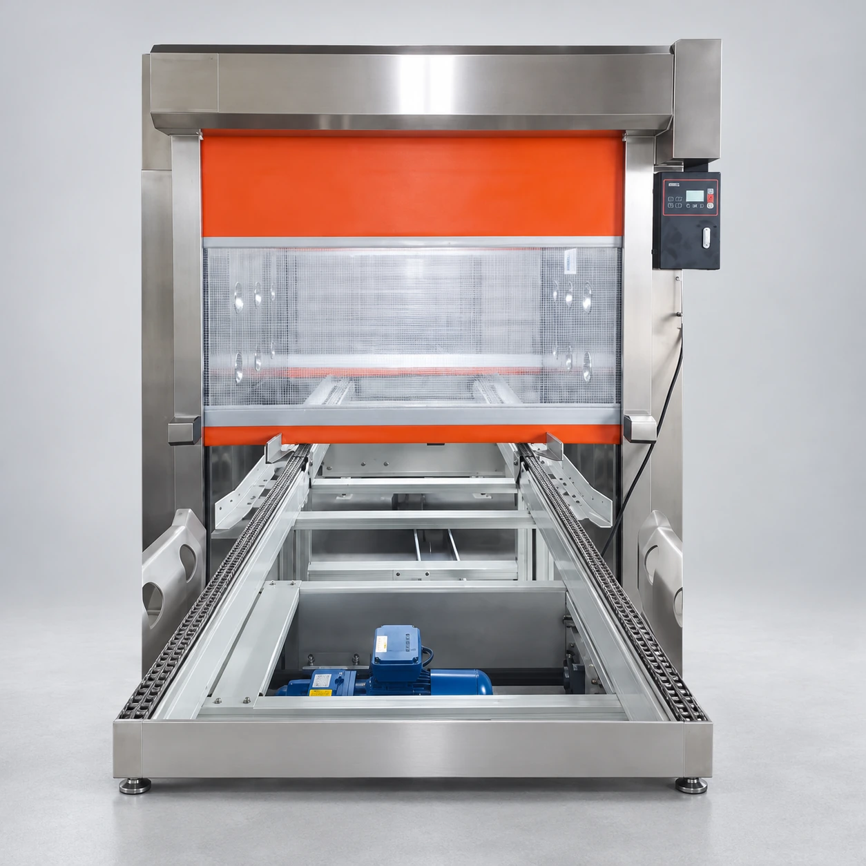 Conveyor-integrated air shower for material transfer
