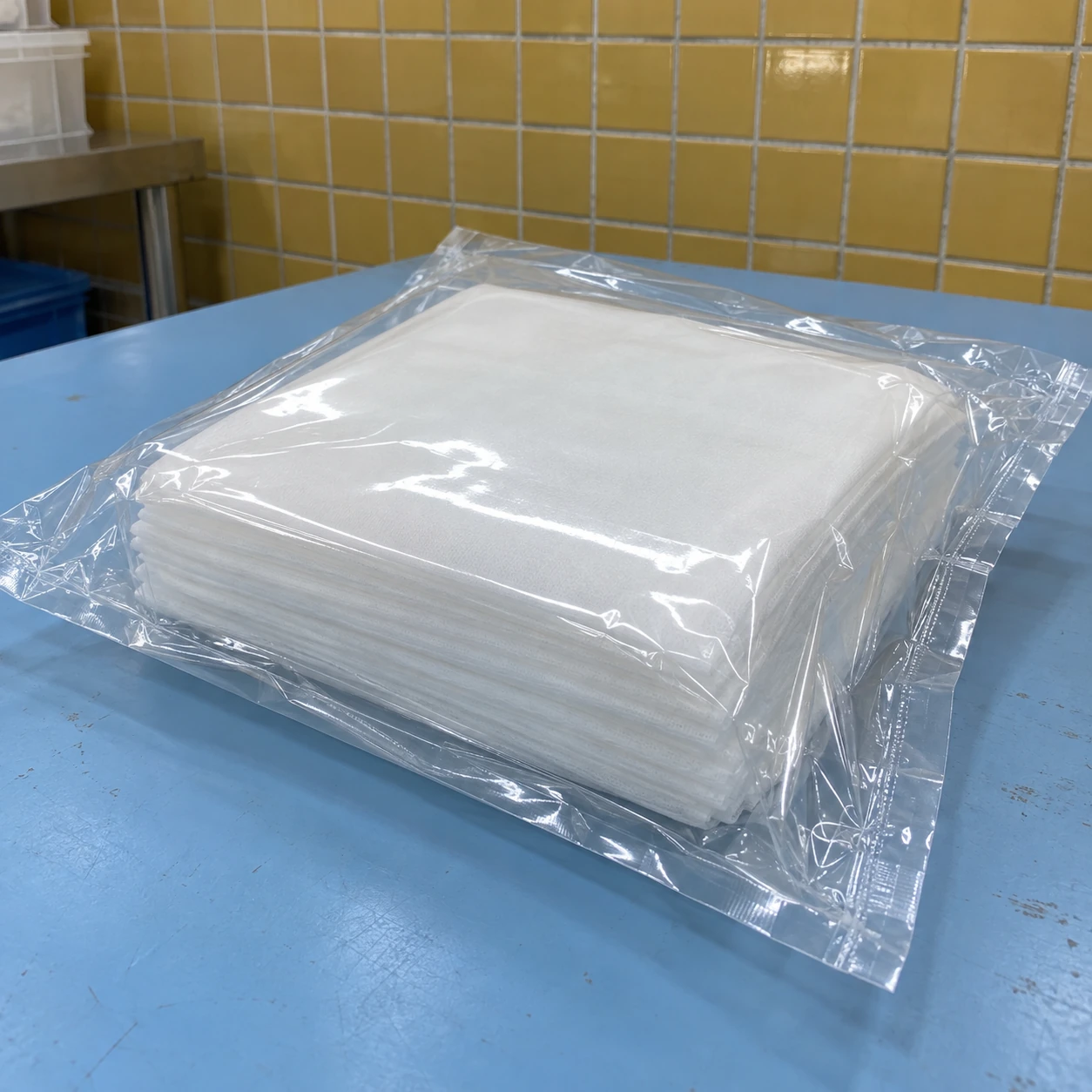 Sealed-edge industrial wiping cloths with small inner packs and outer protective packaging