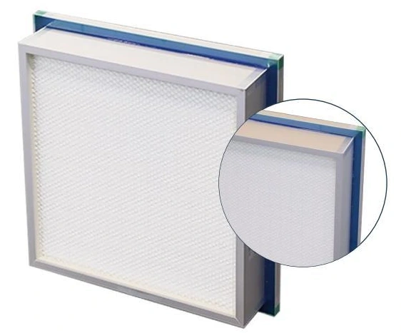 Side gel seal HEPA panel with a close view of the frame sealing channel