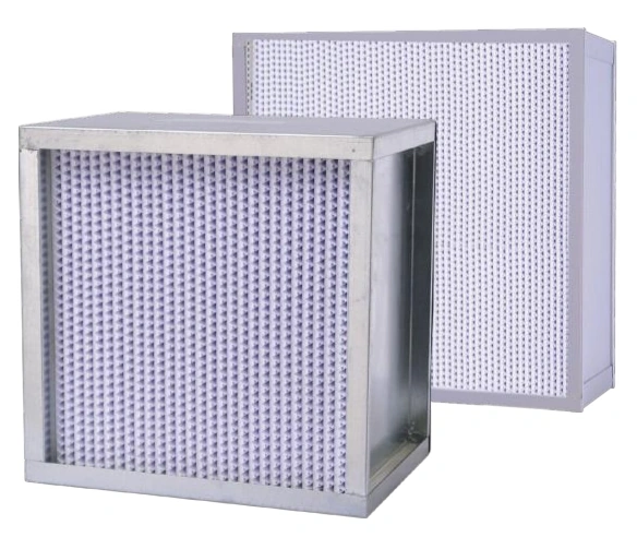 Deep separator HEPA filters with galvanized frames and visible pleated media passages