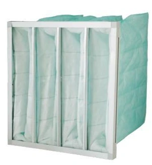 Green synthetic pocket filter in a metal header frame