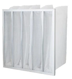 White synthetic pocket filter in a metal header frame