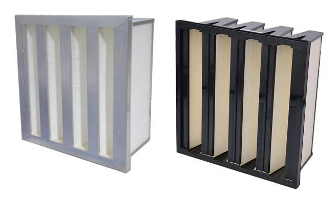 V-bank high airflow filter configurations