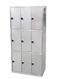 Nine-door stainless locker with electronic locks