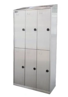 Sloping-top six-door stainless locker