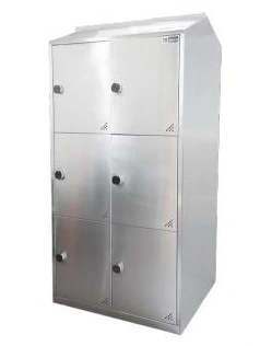 Six-door stainless storage locker