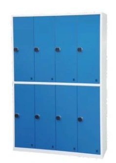 Eight-door powder-coated steel locker with electronic locks