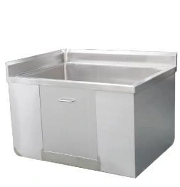 Offset-bowl stainless cabinet sink
