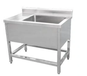 Open-frame stainless sink with a side drainer