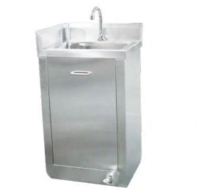 Stainless sink with a foot-operated water control