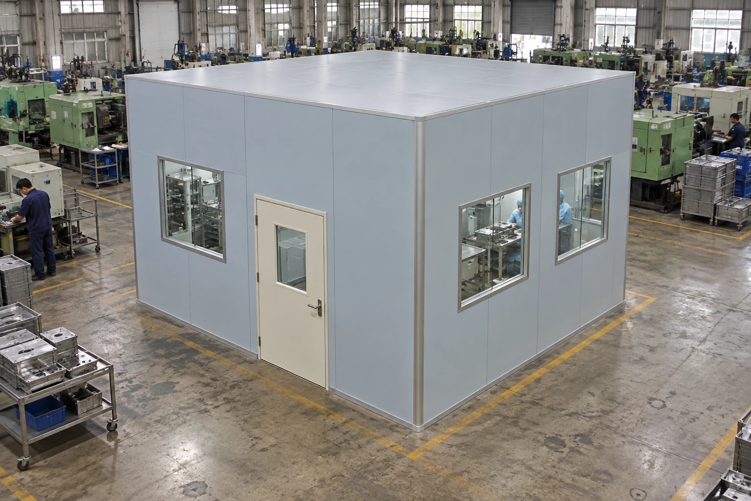 modular cleanroom 16x16x10 4 wall