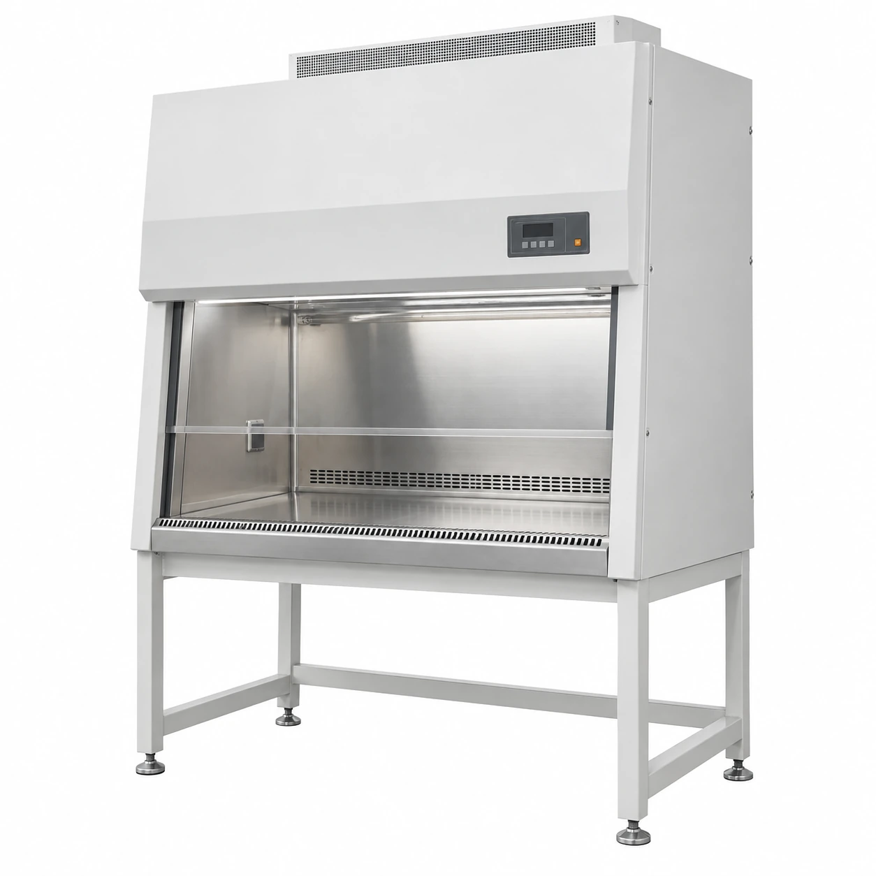 Class II biological safety cabinet with sliding sash and defined front air-intake grille