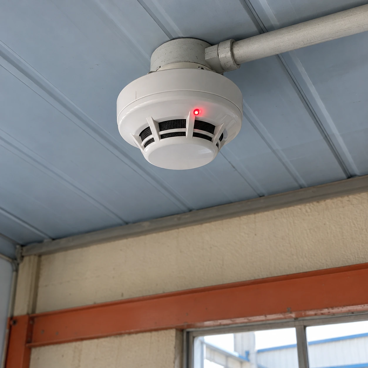 smoke detector flashing red