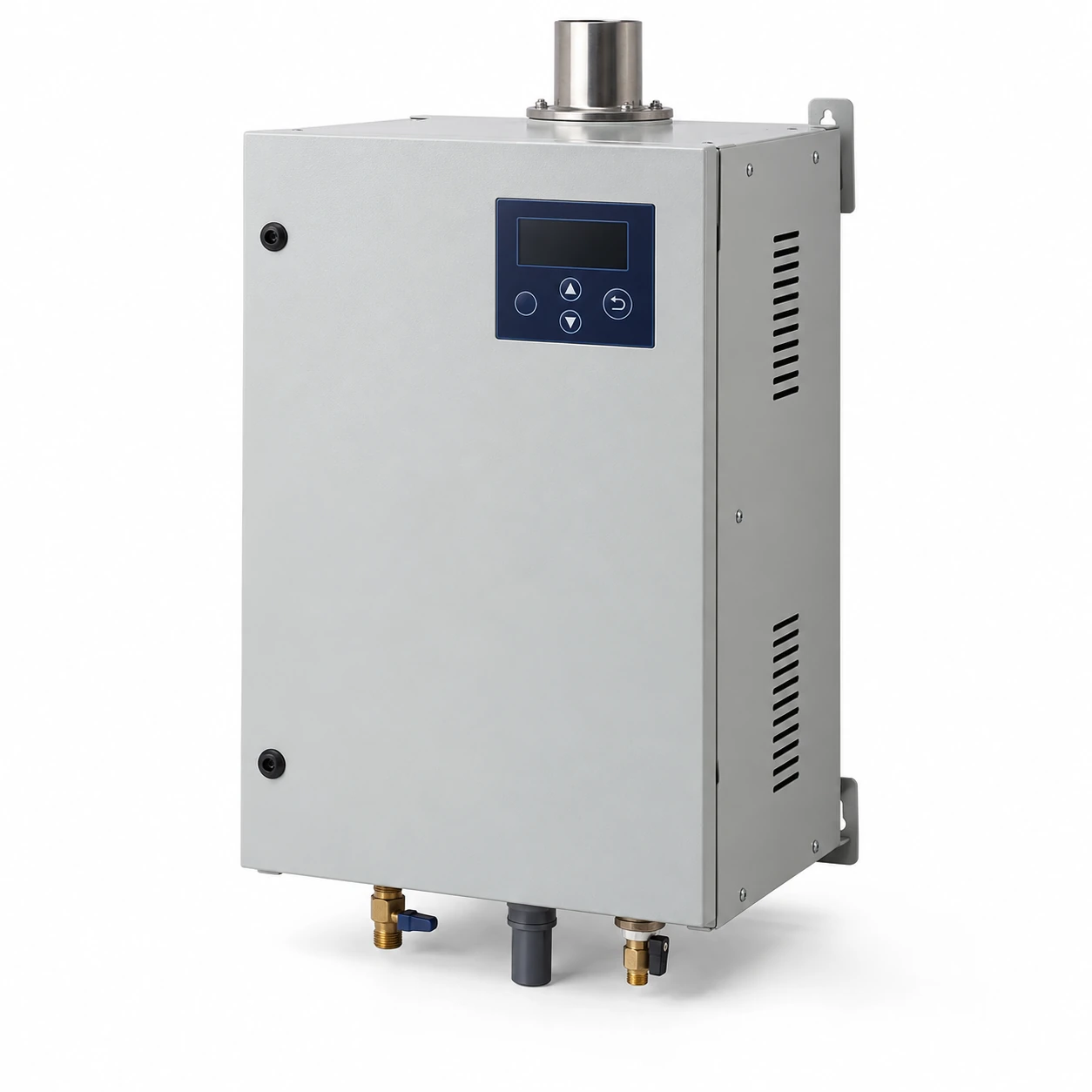 Industrial electrode steam humidifier with steel cabinet, controller and water connections