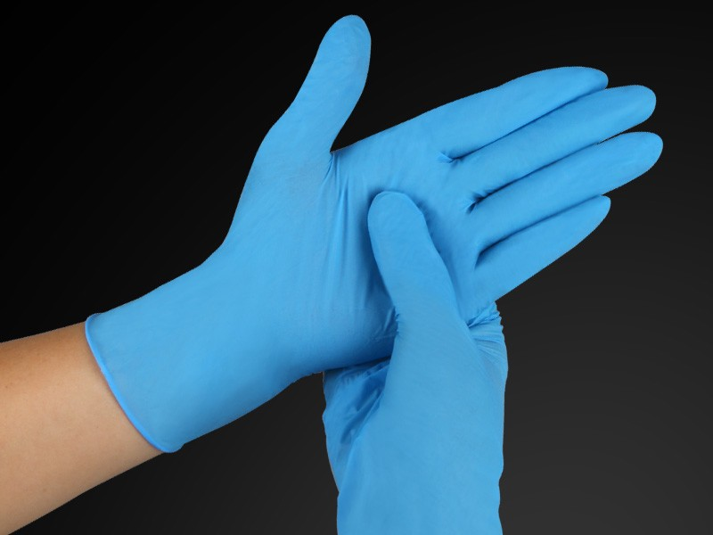 9 Inch Blue Nitrile Cleanroom Gloves — product view 4