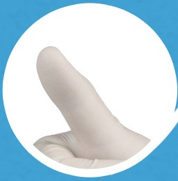 12 Inch White Latex Cleanroom Gloves — Smooth white latex fingertip surface