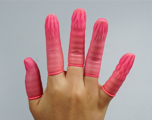 Pink Latex Finger Cots — Pink latex finger cot coverage