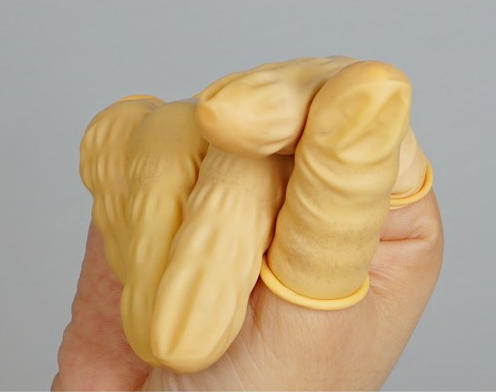 Yellow Latex Finger Cots — Yellow latex finger cot rolled edge
