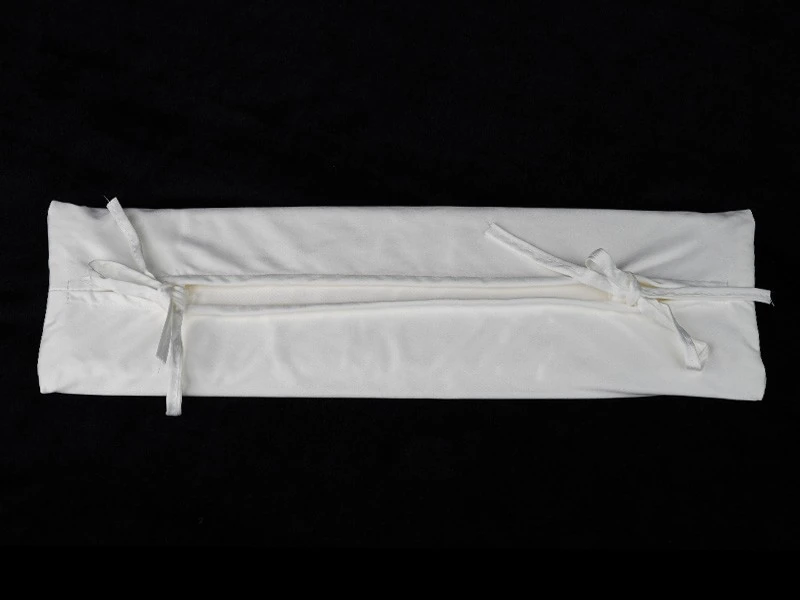 Reverse of the microfiber mop cover showing two tie closures
