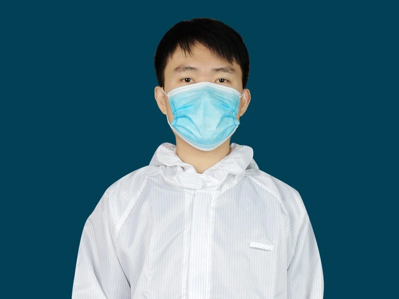 White Striped Cleanroom Lab Coat — product detail and alternate view