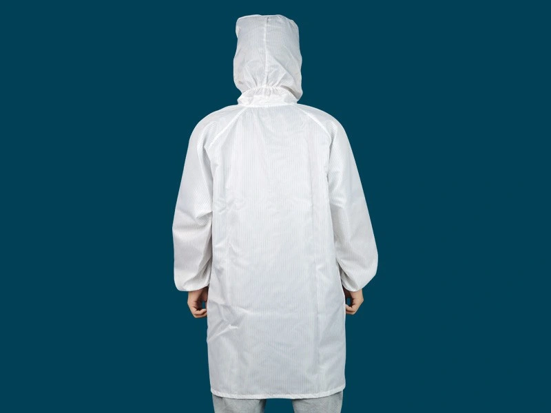 White Striped Cleanroom Lab Coat — product detail and alternate view