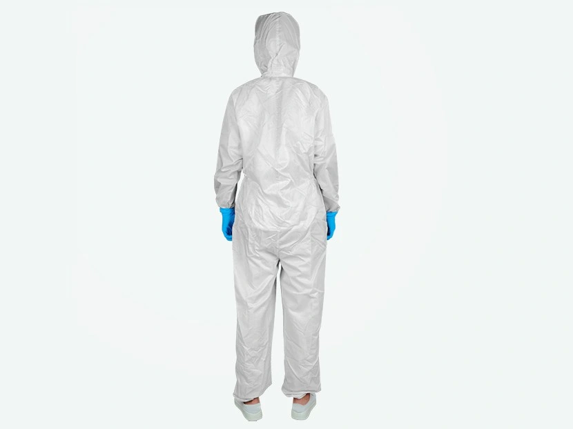 White Striped Cleanroom Coverall — product detail and alternate view