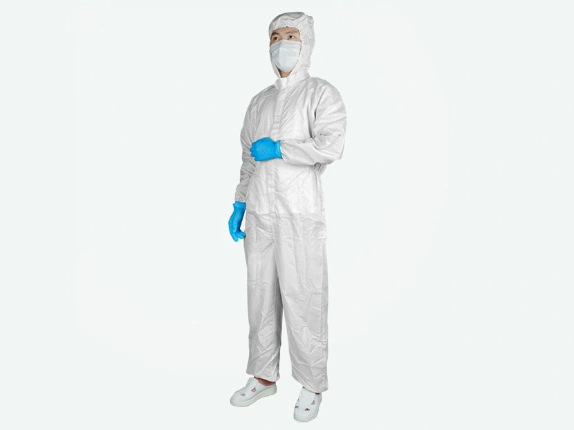 White Striped Cleanroom Coverall — product detail and alternate view