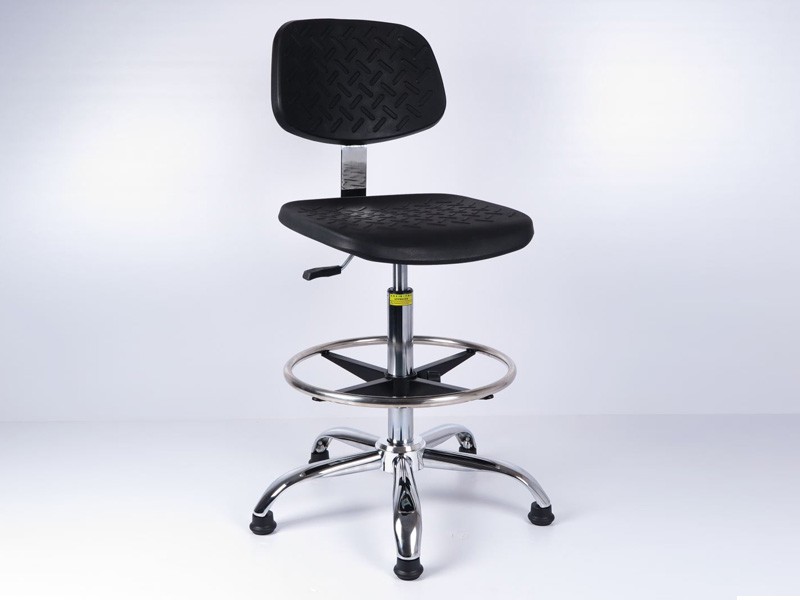 FH-080921 black PU ESD chair with a foot ring and five fixed glides