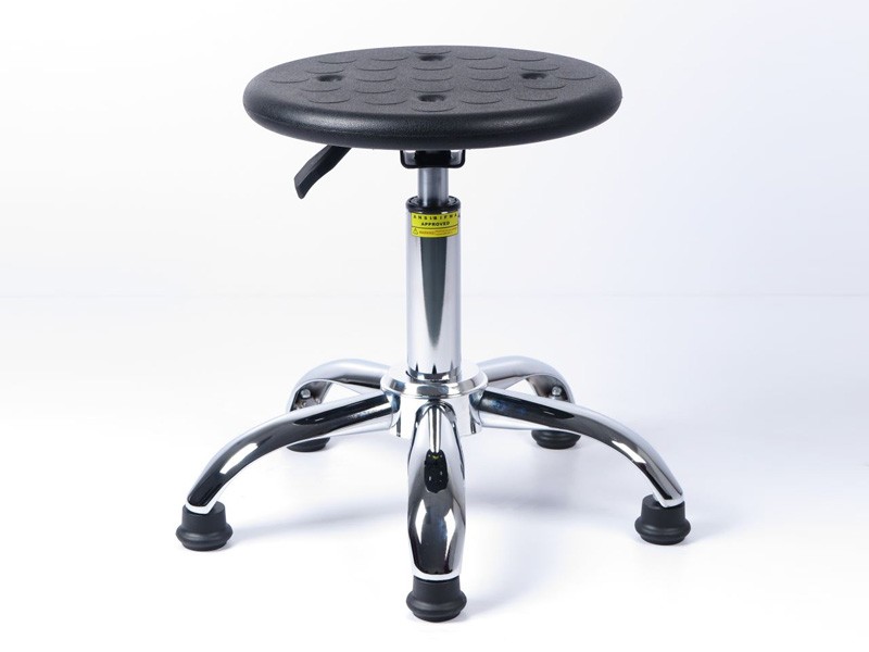 FT-825121 round black PU backless stool with fixed glides