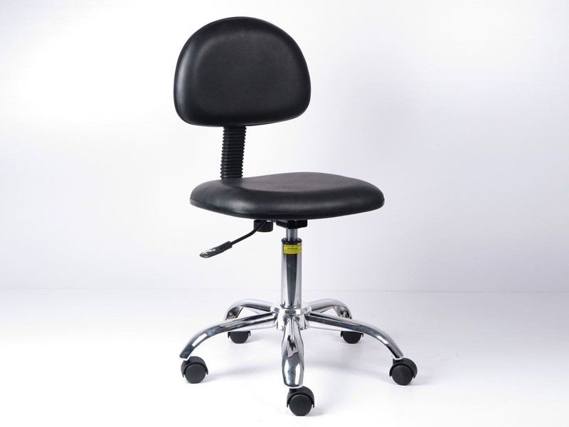 PT-020621 black synthetic leather ESD chair with covered back support and casters