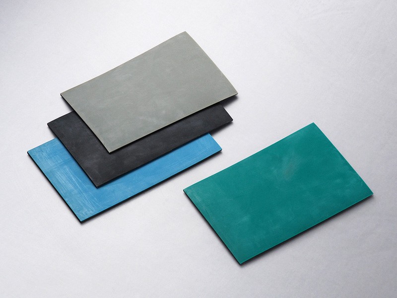 Gray, black, blue and green ESD table mat samples