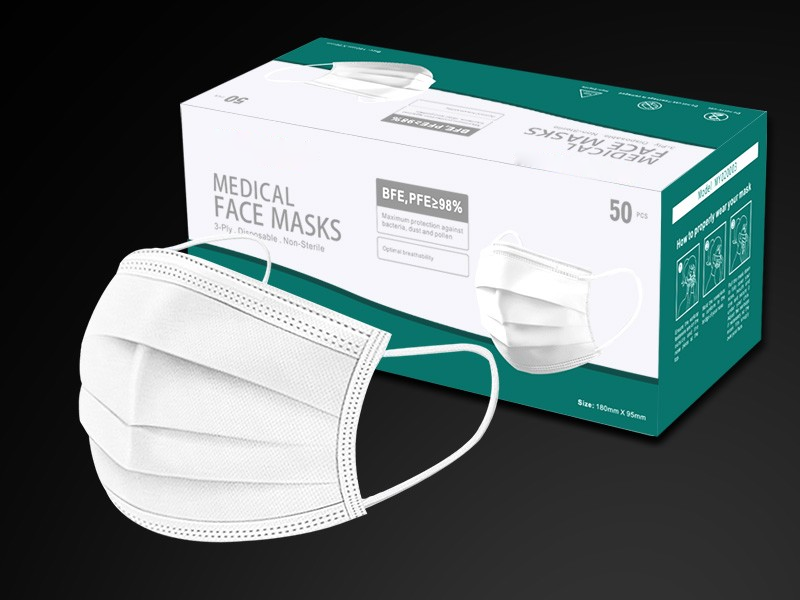 Individually Wrapped White Protective Face Mask