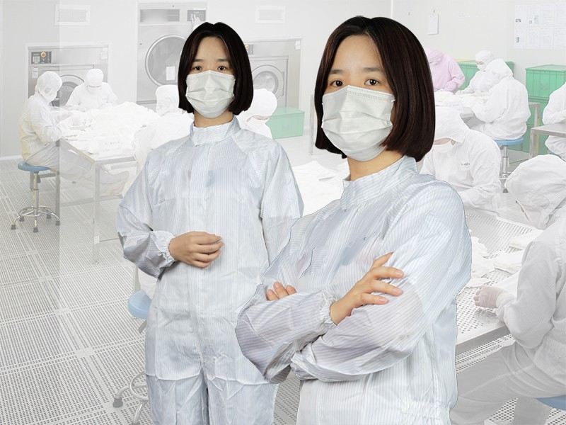 White Striped Hoodless Cleanroom Suit — product overview