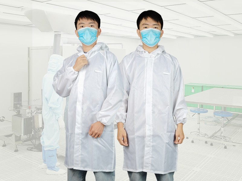 White Striped Cleanroom Lab Coat — product overview