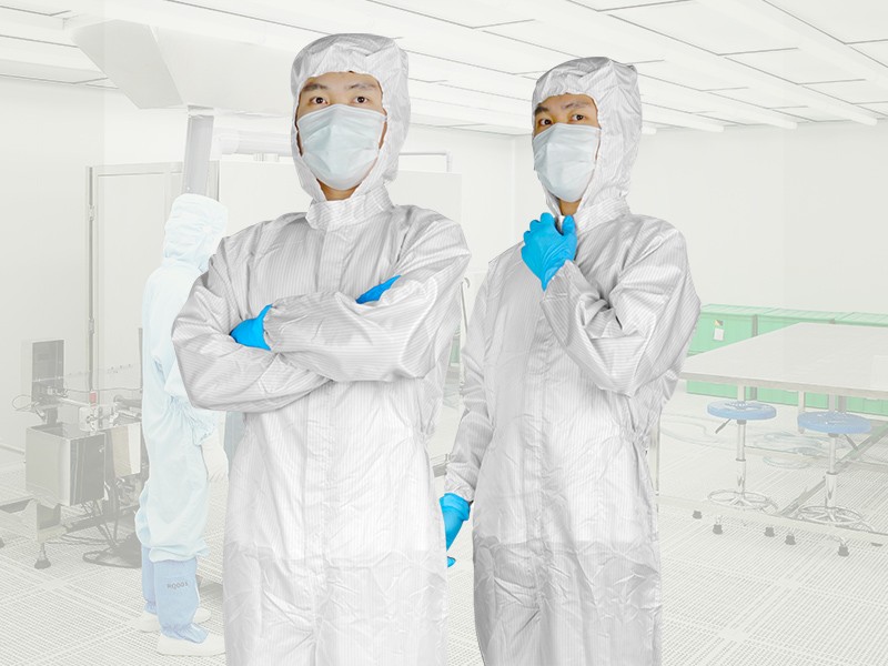 White Striped Cleanroom Coverall — product overview