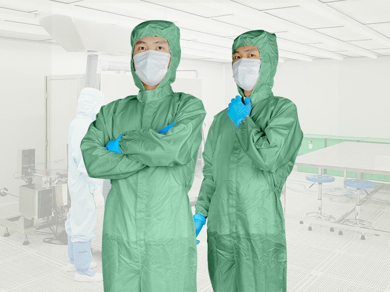 Grass Green Striped Cleanroom Coverall — product overview