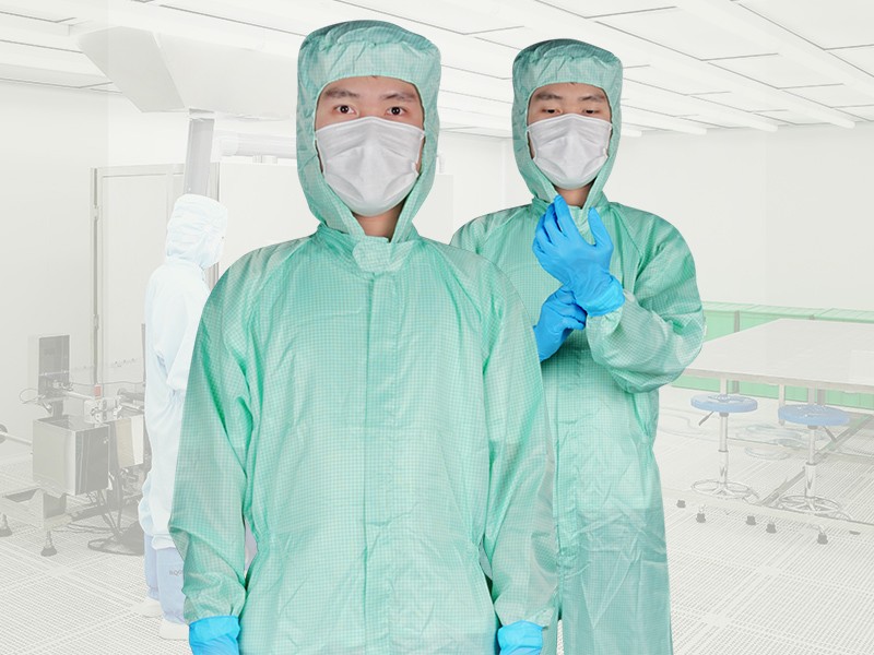 Light Apple Green Grid Cleanroom Coverall