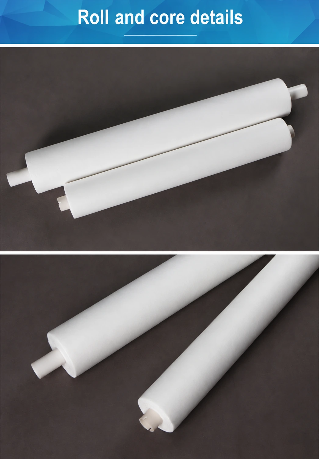 Wiping roll lengths and projecting core end details