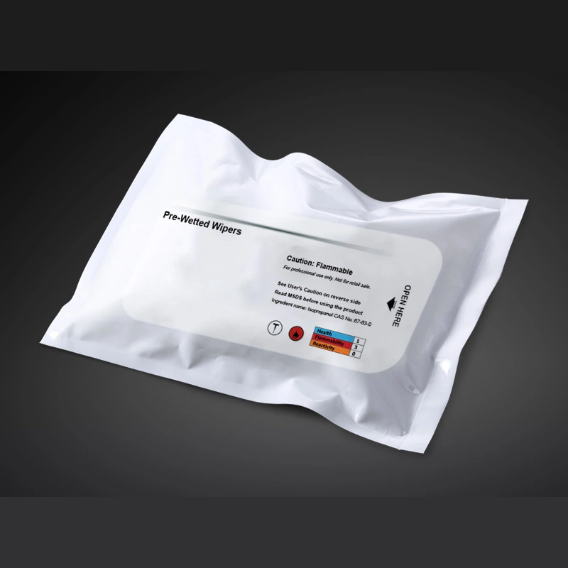68 gsm Pre-Saturated Cellulose Polyester Wipes