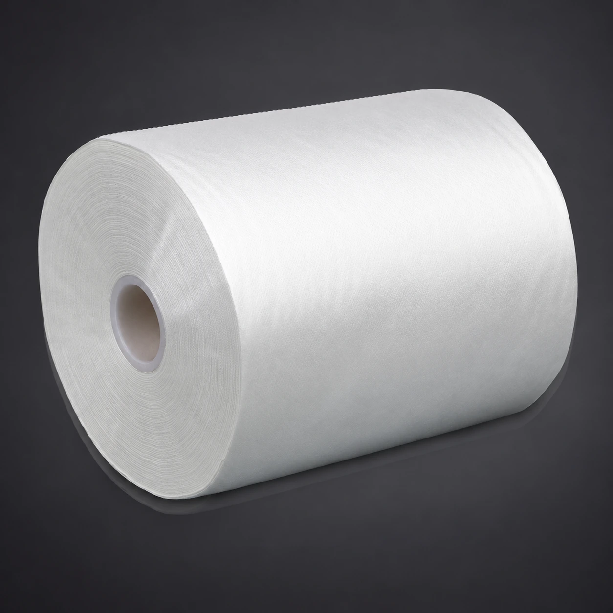 S5009 horizontal white woven microfiber roll with a visible hollow core